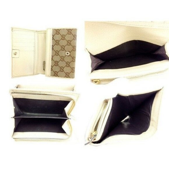 Gucci Wallet Purse zipper wallet G logos Beige White Woman Authentic Used - Picture 4 of 5